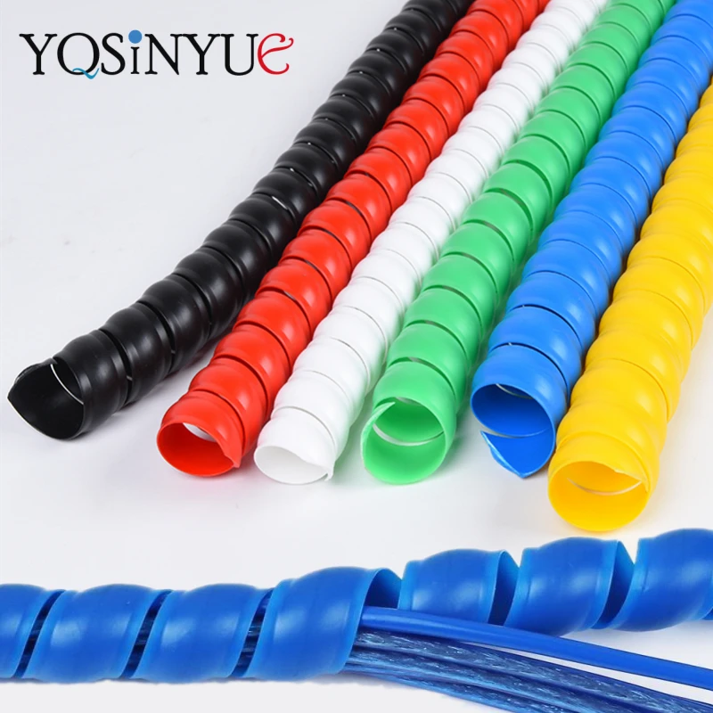 1/2/5Meters 8/10/12mm Colors Organizer Pipe Protection Flexible Spiral Wrap Winding Cable Wire Protector Cable Sleeve Cover Tube