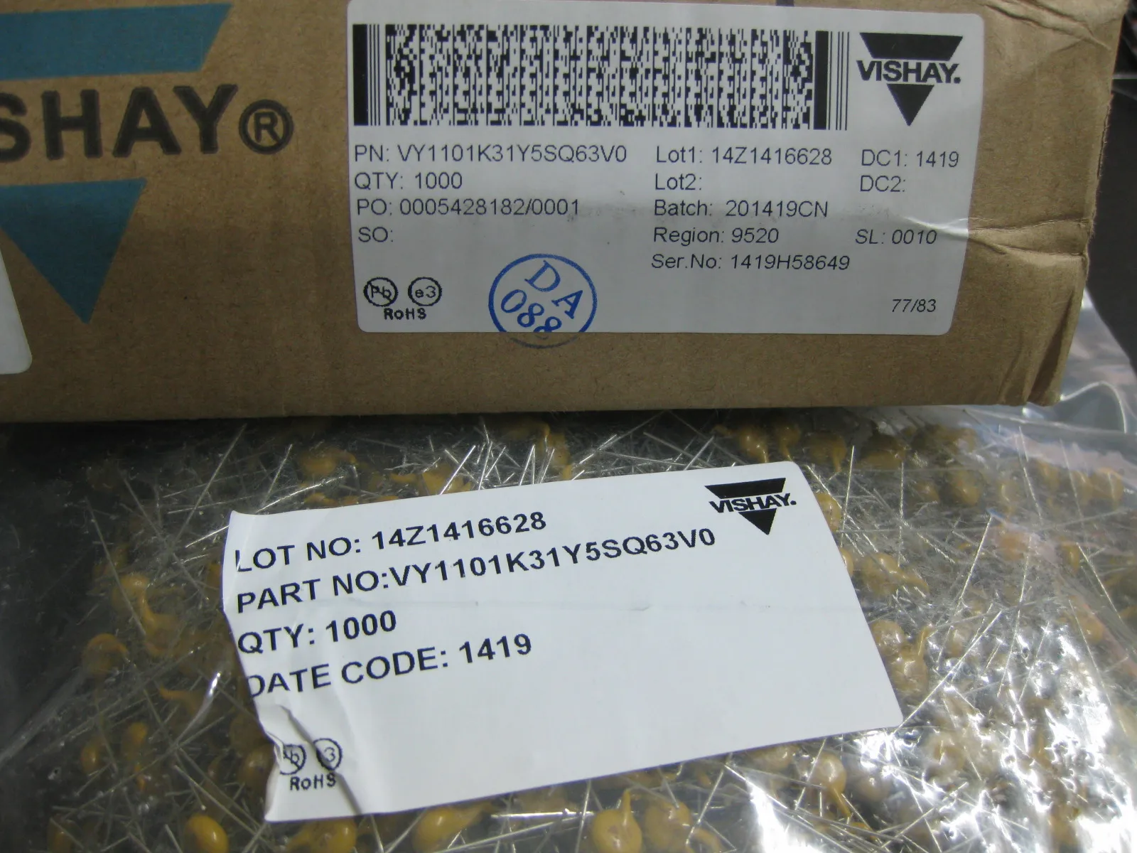 Original New 100% VY1101K31Y5SQ63V0 safety ceramic disc capacitor 100pF X760 Y500V 10% Y5S (Inductor)