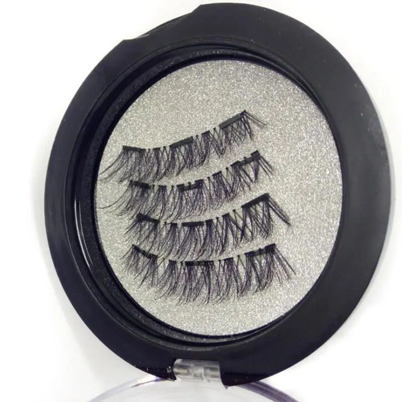 4pcs/box 3D Magnetic Eyelashes Soft Nature Reusable 3 Magnet False Eyelash with Applicator/Clip Magnetic Fake Eyelash