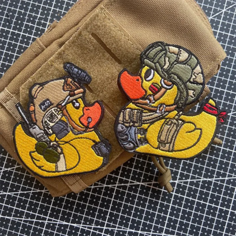 Tactical Helmet Yellow Duck Embroidery Patches 3D PVC Cute  Animal Armband Military Badge For Clothes Vest Backpack Decoration