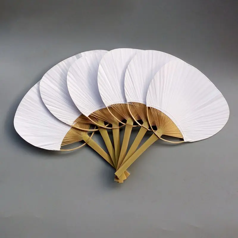 Diy fan Wholesale Pai pai bambu Pure white bamboo handle blank calligraphy painting blank group fan white fans summer fans weddi