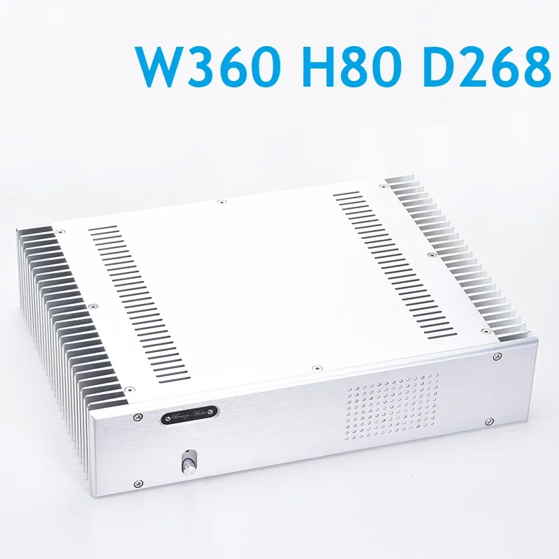 W360 H80 D268 DIY Pure Rear Chassis Aluminum Home Hifi Anodizing Housing Power Amplifier Supply Case Knob Enclosure DAC Decoder