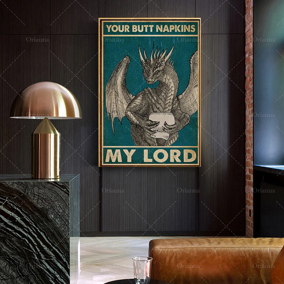 Your Butt Napkins My Lord Dragon Vertical Poster, Modern Home Decoration Abstract Wall Art Oil Painting Canvas Unique Gift