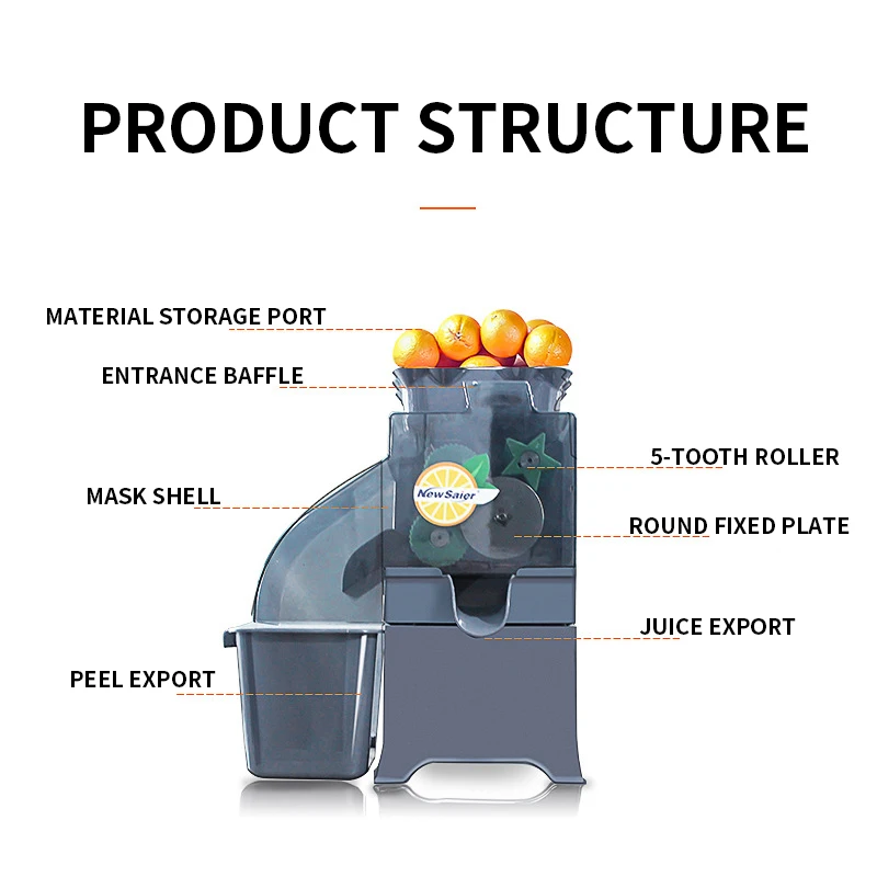 Commercial Lemon Kumquat Juicer Fully Automatic Juicer 100W Multifunctional Fruit Juice 1000C-1 Automatic Residue Juice