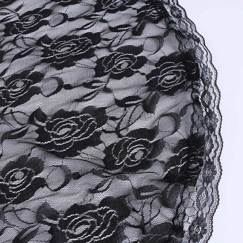 Embroidered Scarf for Church Semicircle Polyester Shawl Sheer Floral Solid color Women Wrap Neckerchief Spanish Mantilla Lace