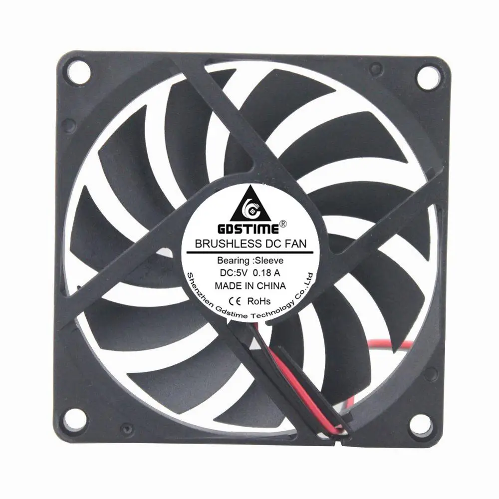 Gdstime-sistema de cpu pc, dissipador de calor, sem escova, ventilador de resfriamento 8010, 80mm x 10mm, 2pin, 5v, 80x80x10mm