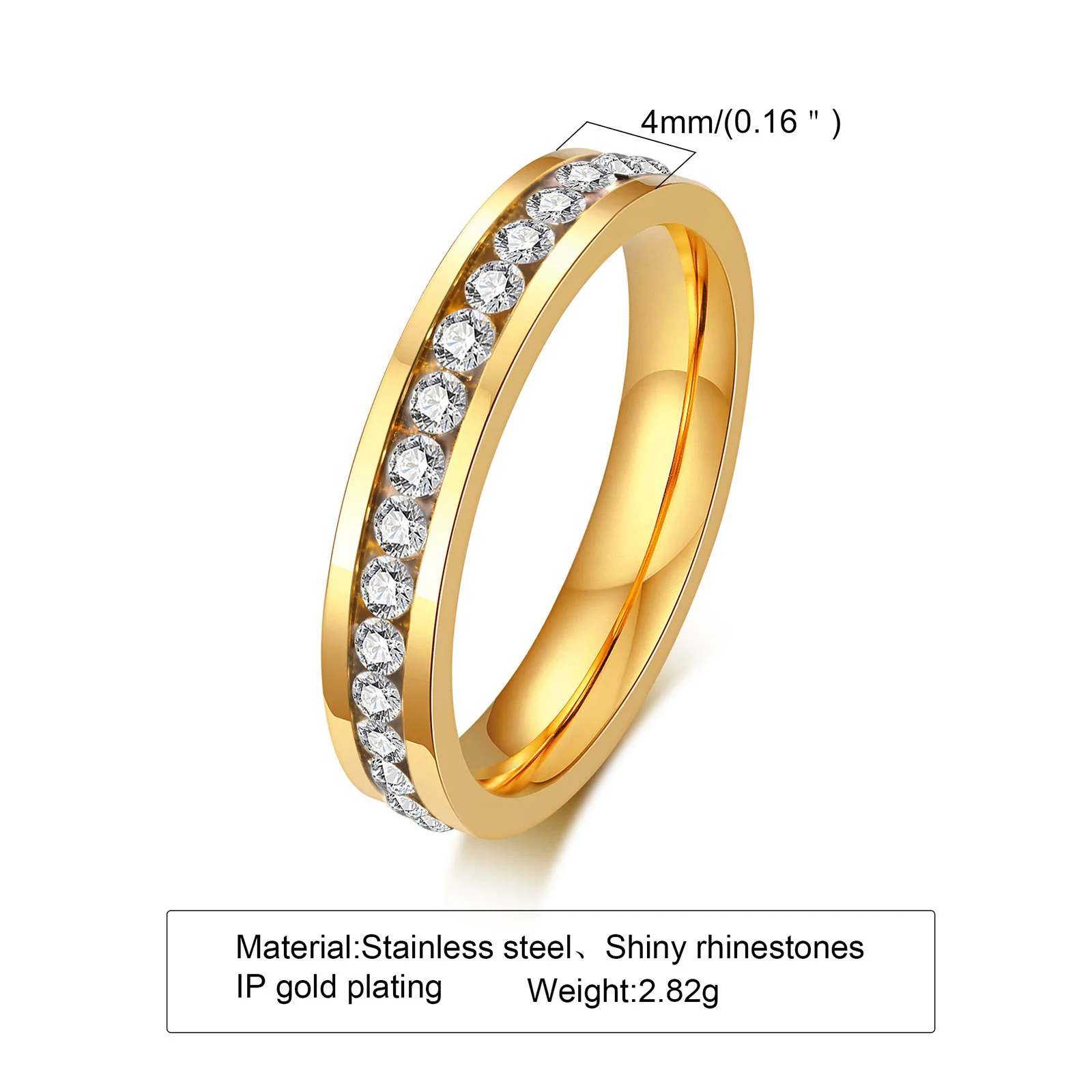 Vnox Exquisite Bling CZ Stone Wedding Rings for Women, Gold and Rose Gold Color Stainless Steel Bands,Valentine\'s Day Gift