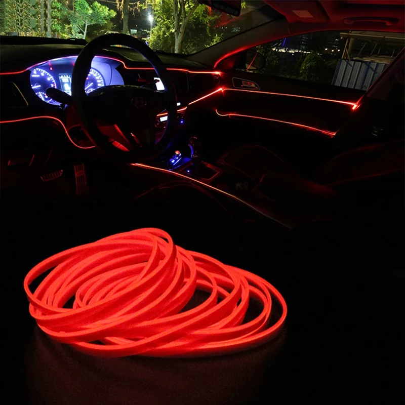 Eclairage intérieur de voiture à fil EL, LED ambiante, bande RVB flexible, escales automatiques, tube NJosé, lampe USB souple, ULd\'éclairage, bande