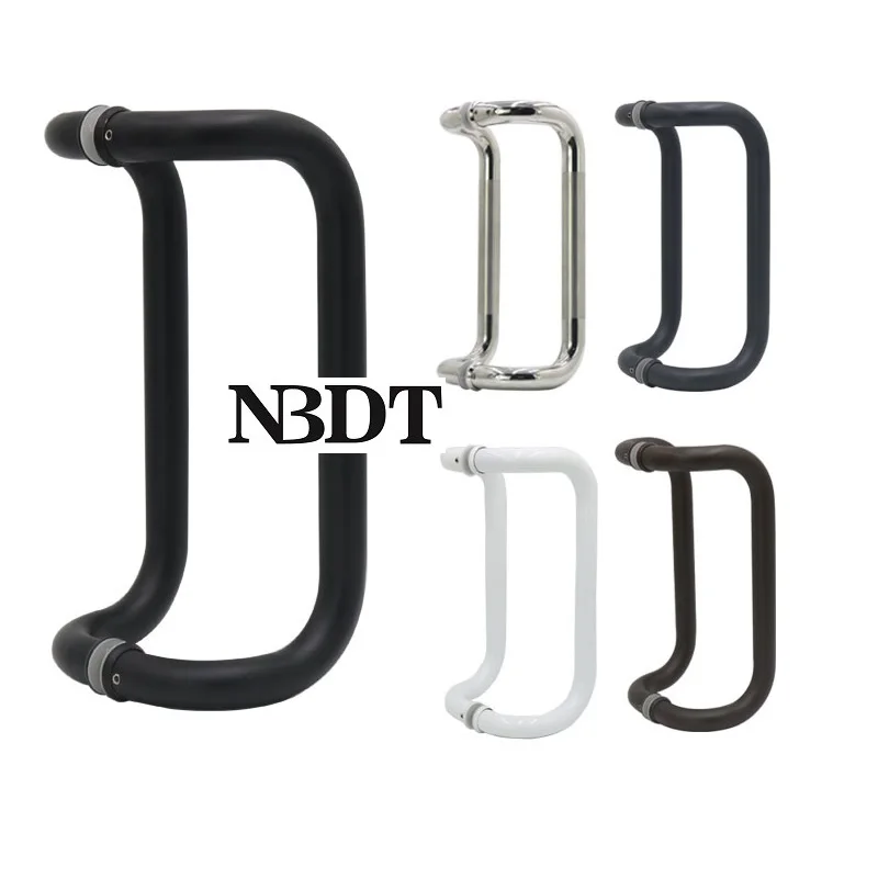 Stainless Steel Dia. 25mm Tube Bent Bow Glass Bar Pull Back-To-Back Commerical Entry Door