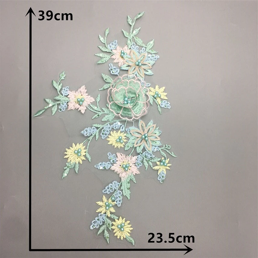 Embroidery Flowers Pearl Lace Collar Clothing Applique Sewing Trims Tulle Fabric Decoration Dresses DIY Sequin Lace Fabrics 2021