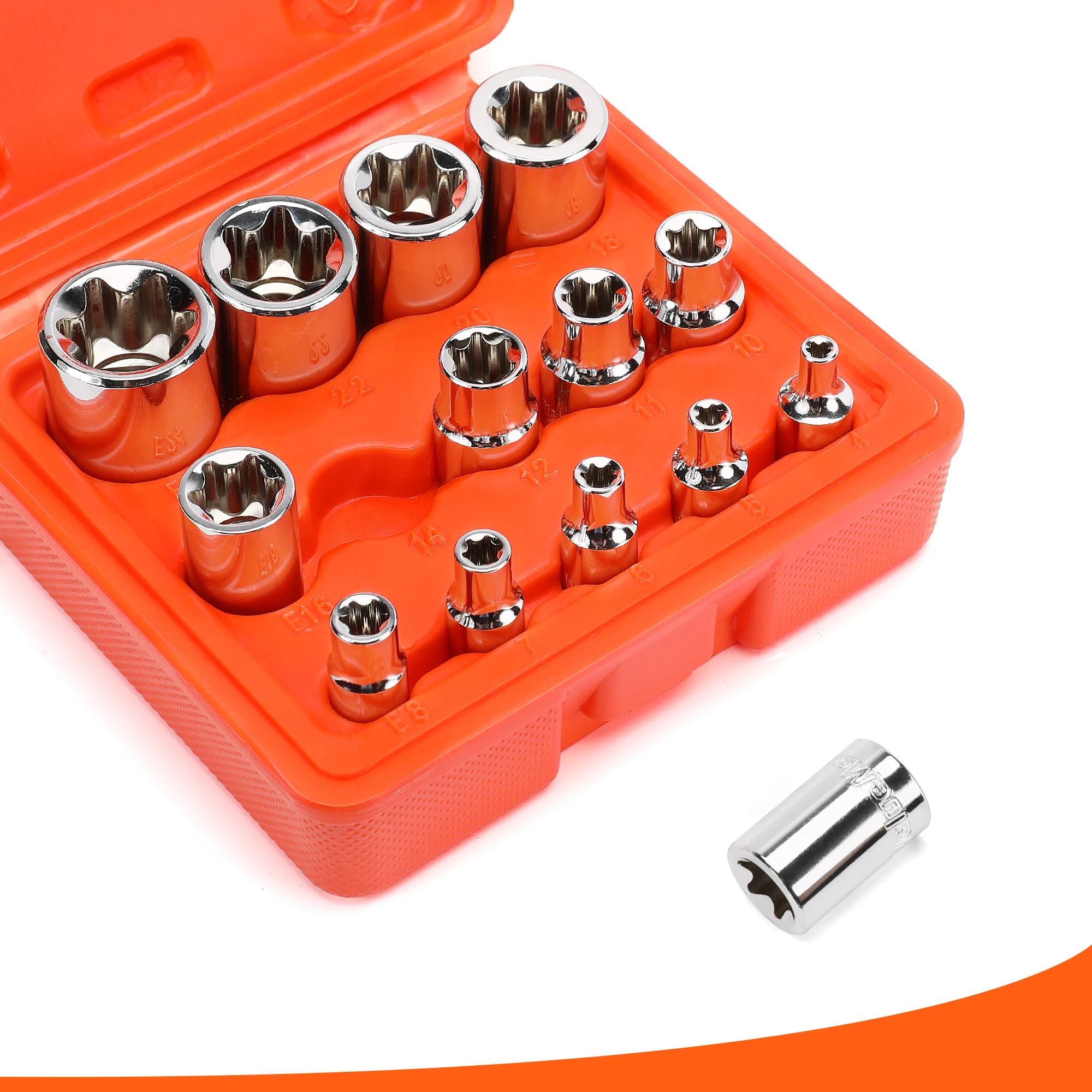 ValueMax 14 sztuk kobieta E-gniazdo Torx zestaw 1/4 "3/8" 1/2 "zewnętrzna gwiazda gniazda zestaw narzędzi ręcznych