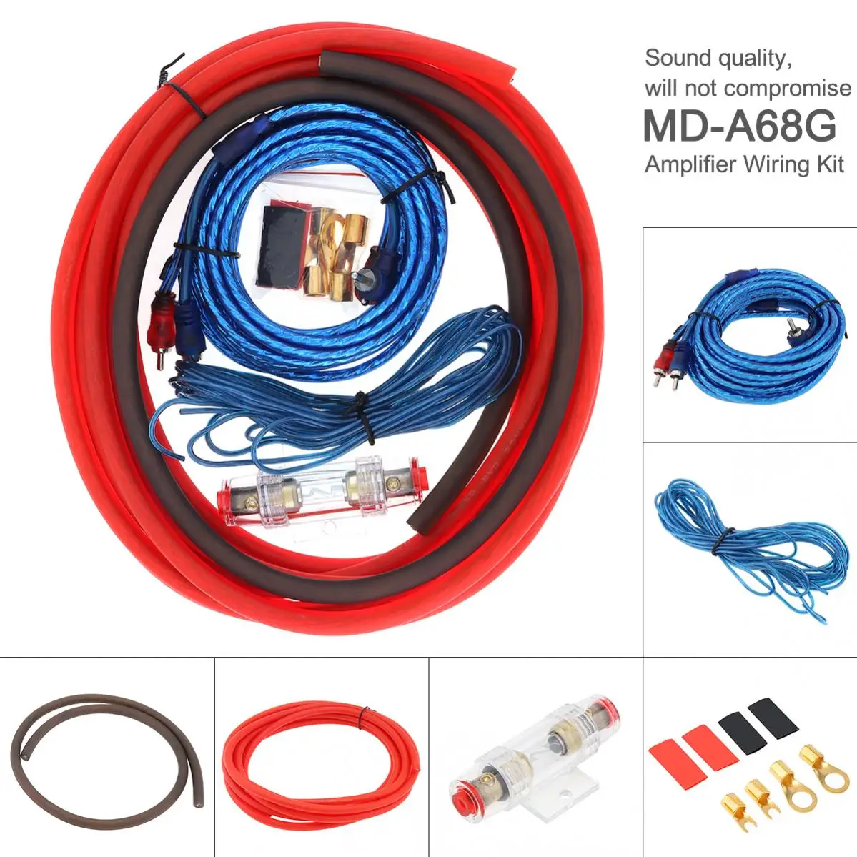 

4 Gauge Amplifier Installation Wiring Kit Car Speaker Woofer Cable Car Power Amplifier Audio Line Power Line with Fuse Suit