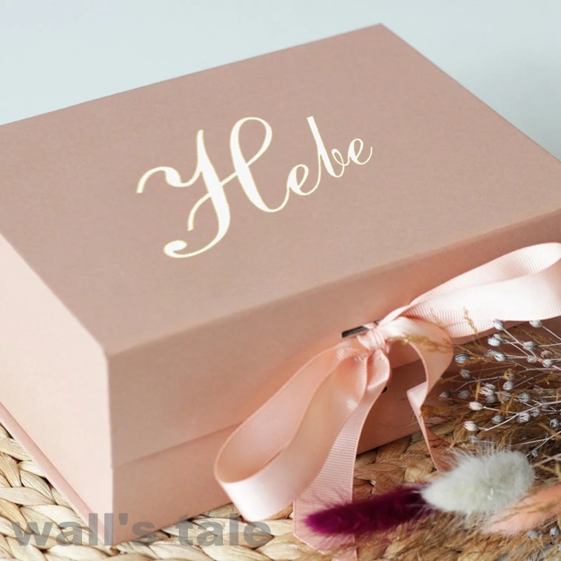 Pegatina con nombre personalizado para decoración de caja de regalo de cumpleaños, Navidad, boda, nombre de caja personalizado, calcomanías de vinilo extraíbles para dama de honor