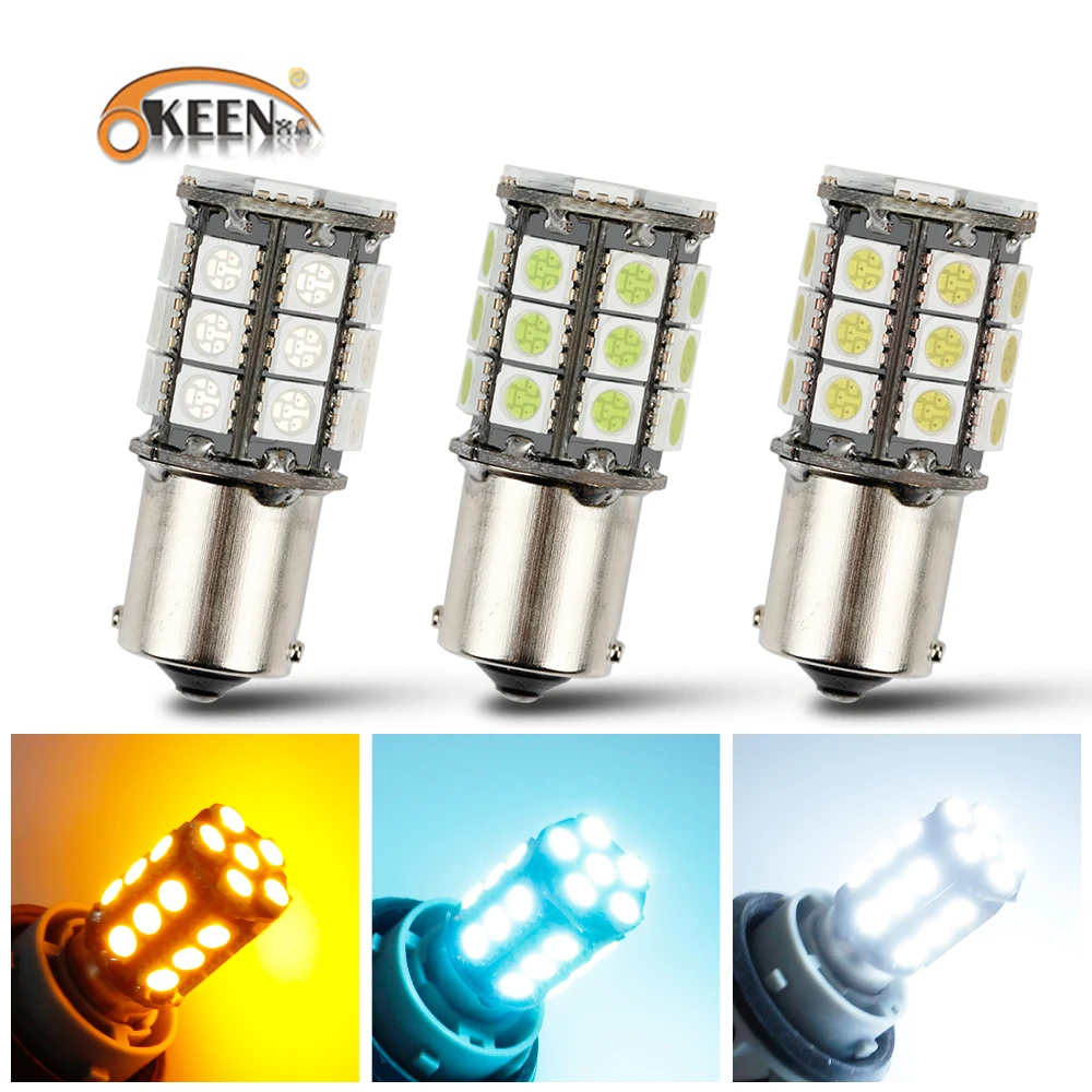 

OKEEN 1156 1157 5050 BA15S BA15D P21W P21-5W 27SMD светодиодный светильник автомобильный головной светильник s противотуманный Стоп сигнал Запасная лампа задние хвостовые лампы 12В
