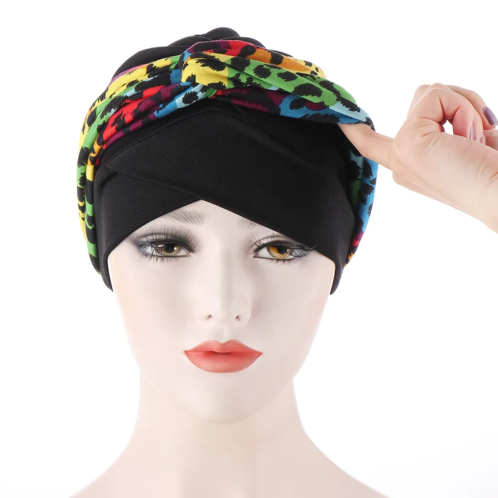 Headwraps hats for women Knotted Print Twist Cotton Headband Caps Chemo Beanies Turban Headwear Hats for Cancer Daily Use