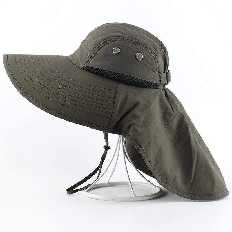 CAMOLAD Mens Bucket Hats With Neck Flap Summer Sun Hat For Women Long Wide Brim Fishing Caps Outdoor UV Protection Hiking Hat