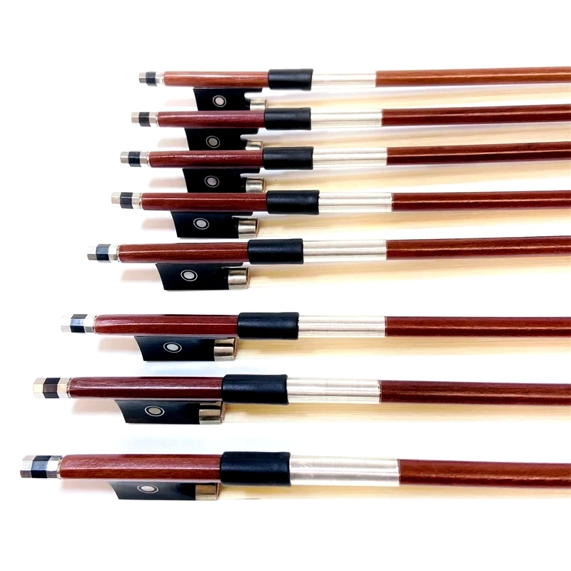 10pcs Advanced High Quality brazilwood student 4/4,3/4,1/2,1/4,1/8 violin bow Fiddle Bow,ebony frog,white horesehair horsetail