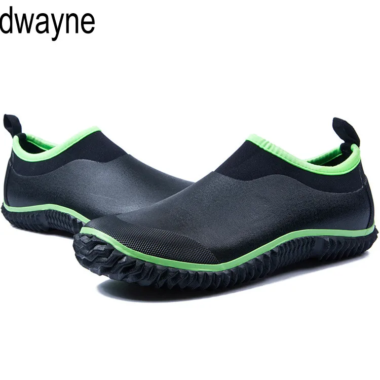 

Men's Short Rainshoes Fluorescent Green Low-Up Fashion Rubber Rainshoes Washing Shoes Coloured Light Mouth Water Shoes