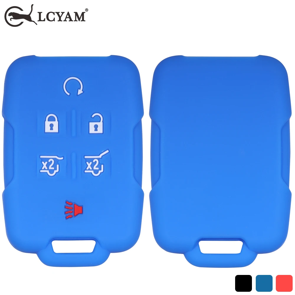 Key Fob Shell Silicone Cover Protective Case for Chevrolet Chevy Suburban Tahoe GMC Yukon Keyless Entry Remote 6 Button