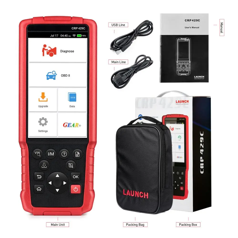 LAUNCH X431 CRP429C OBDII Auto Diagnostic tool for Engine/ABS/SRS/AT + 11reset functions OBD2 code reader PK CRP129E scanner