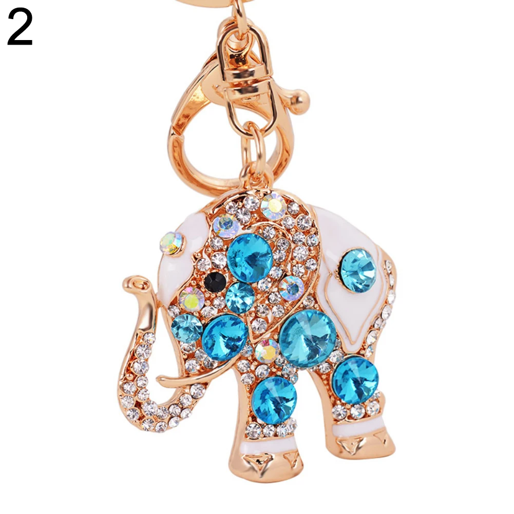 Bling Rhinestone śliczny słoń brelok do kluczy torebka z pierścieniem prezent wisiorek klucz torebka z łańcuszkiem wisiorek samochód pierścień wisiorek biżuteria — zdjęcie 3