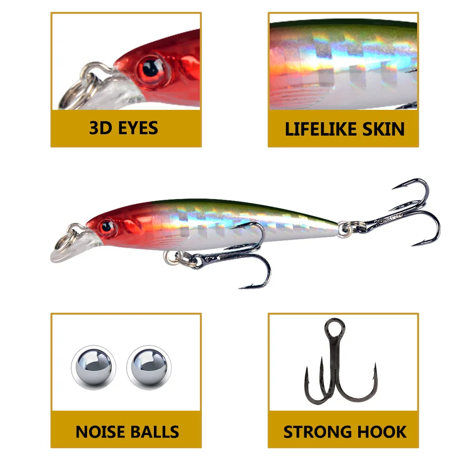 1pcs Mini Minnow Fishing Lure 3g 5cm Lifelike Hard Fake Baits Crankbait Wobblers Carp Peche Iscas Peaca Pike Tackle 8 Colors