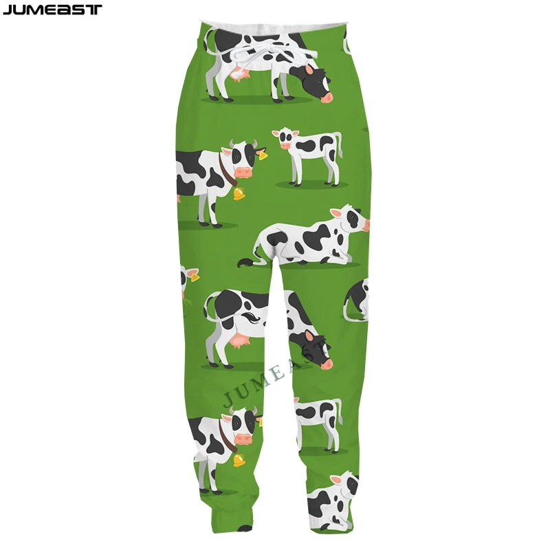 Jumeast Homens 3D Animal Vaca Fazenda Crianças Primavera Outono Streetwear Kid Casual Calças Compridas Esporte Pullover Comprimento Sweatpants Calças