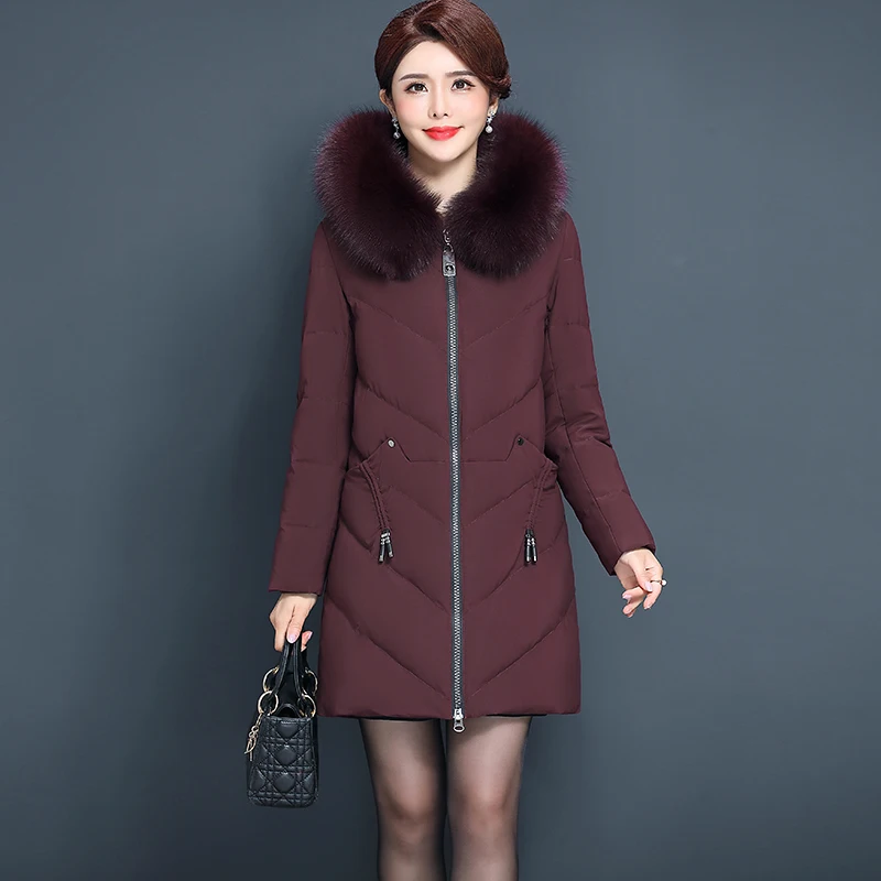 

Plus Size Winter Down Jacket Women Duck Down Coat Female Real Fox Fur Hooded Woman Clothes Long Parka Jacket Hiver 8813WE