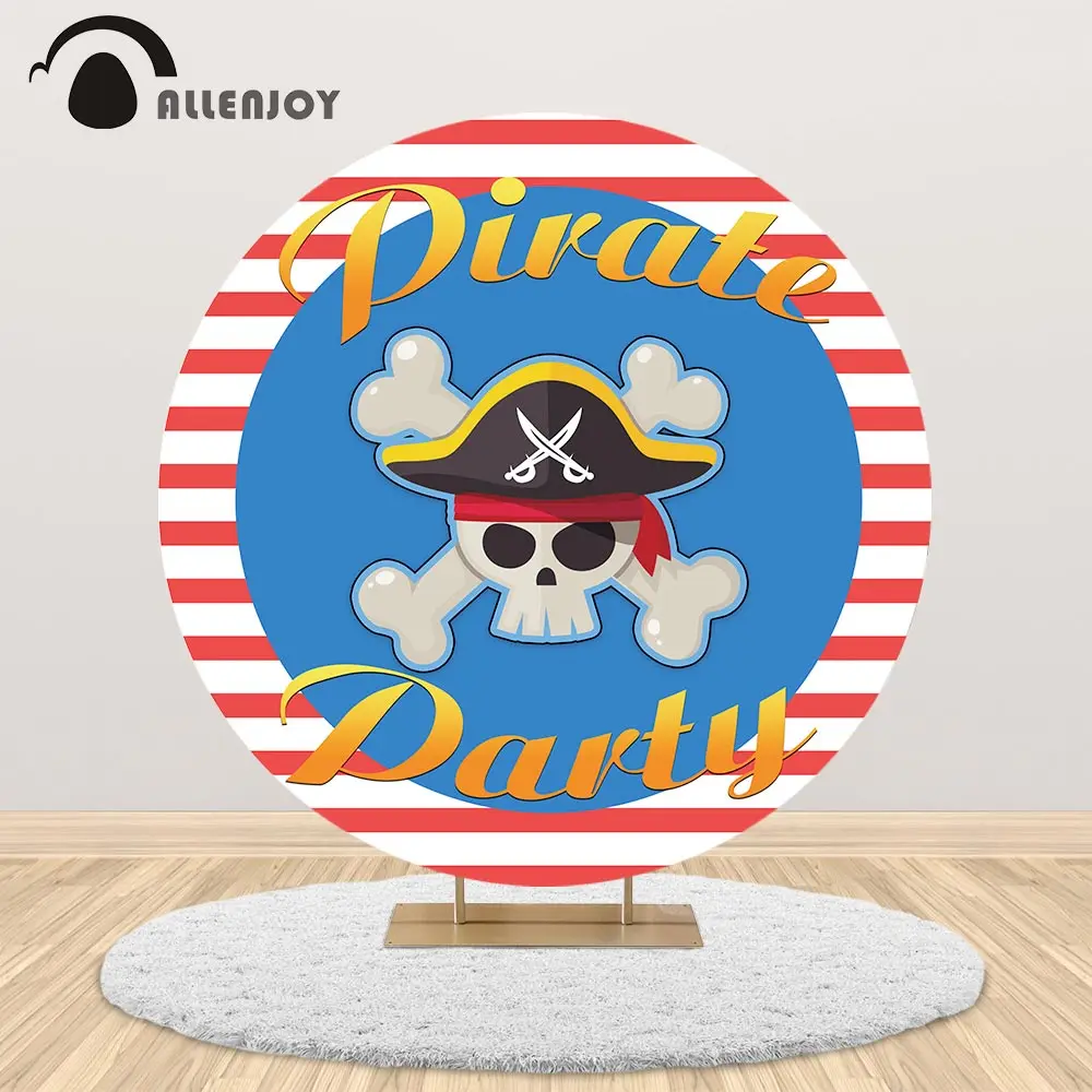 Allenjoy Pirate Party Circle Round Backdrop Cover Children Festival Skull Background photo shoot for Baby photocall Decor Banner