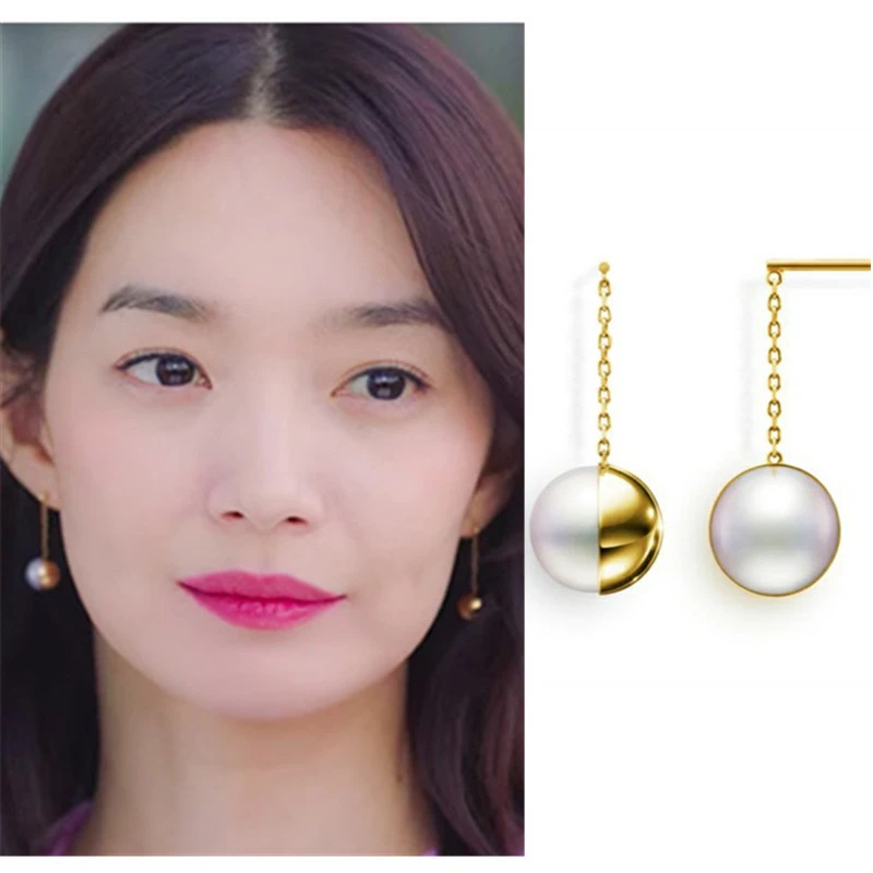 round Shin Min A Coastal village Cha-Cha-Cha new creative earrings Korean drama style high quality Earrings for women gift love