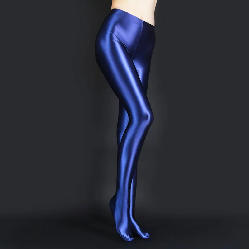 Sexy Women Oil Gloosy Shiny Full Pencil Pant Elastic Full Leggings Smooth Sexy Leggings High Waist GYM Pants Maid Tights