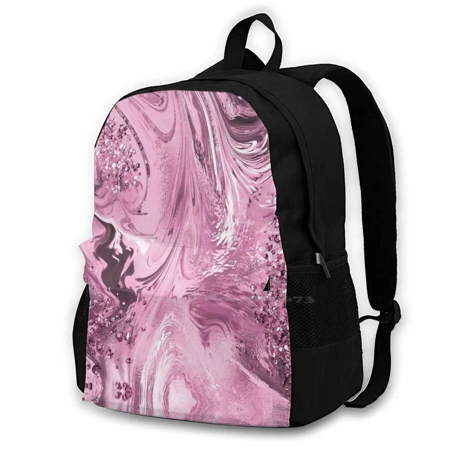 Liquid Texture Art With Glitter Detail Hot Sale Schoolbag Backpack Fashion Bags Liquid Texture Abstract Art Textures Pattern