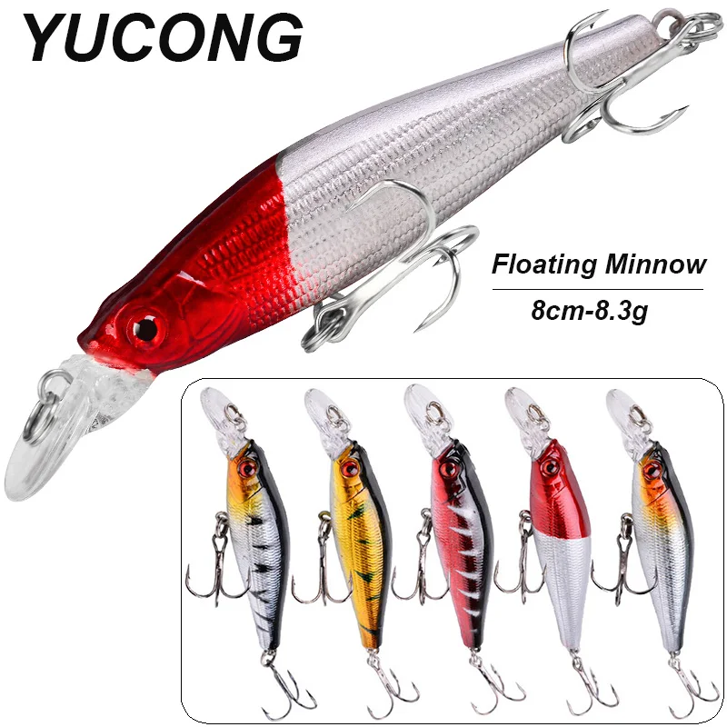 YUCONG 1PCS Sinking Minnow Bait 8cm-8.3g Long Casting Fishing Lure Hard Professional Wobblers Trolling leurre Noisy cebo duro