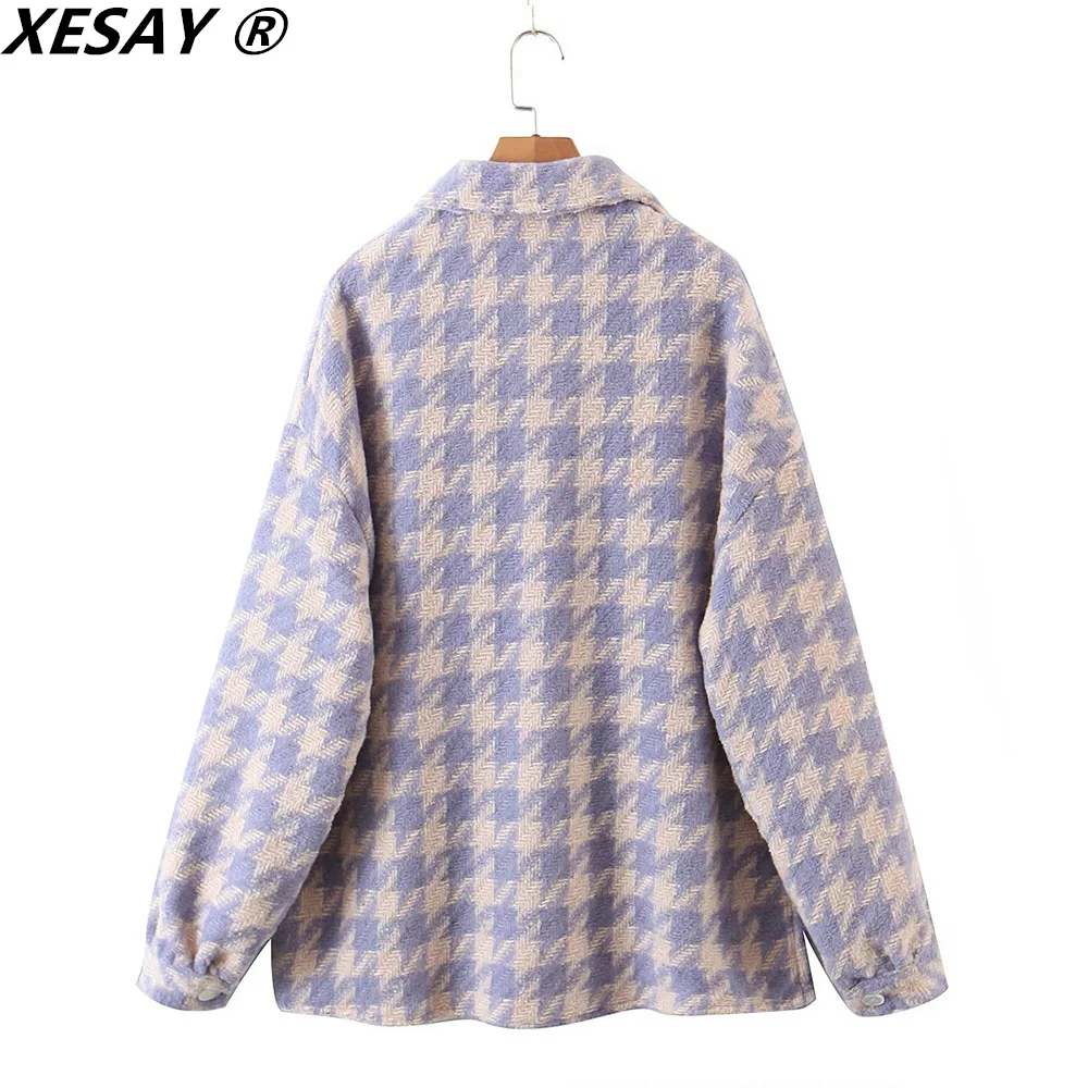 XEASY giacca da donna giacca da donna a quadri oversize giacca da donna 2021 autunno camicia calda tasche per cappotto giacche Cardigan Casual