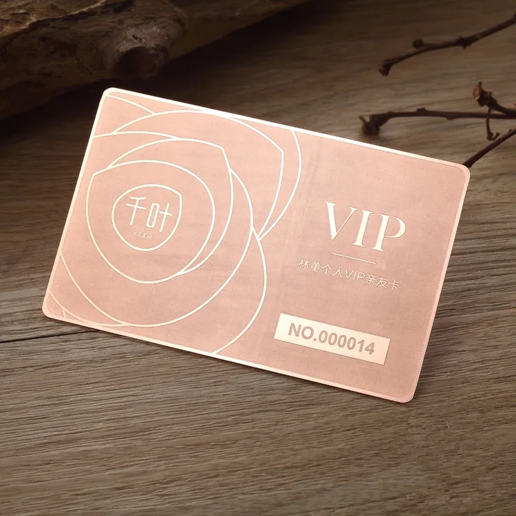 High quality hot sale gold plated metal membership card/gold plated Metal Vip card