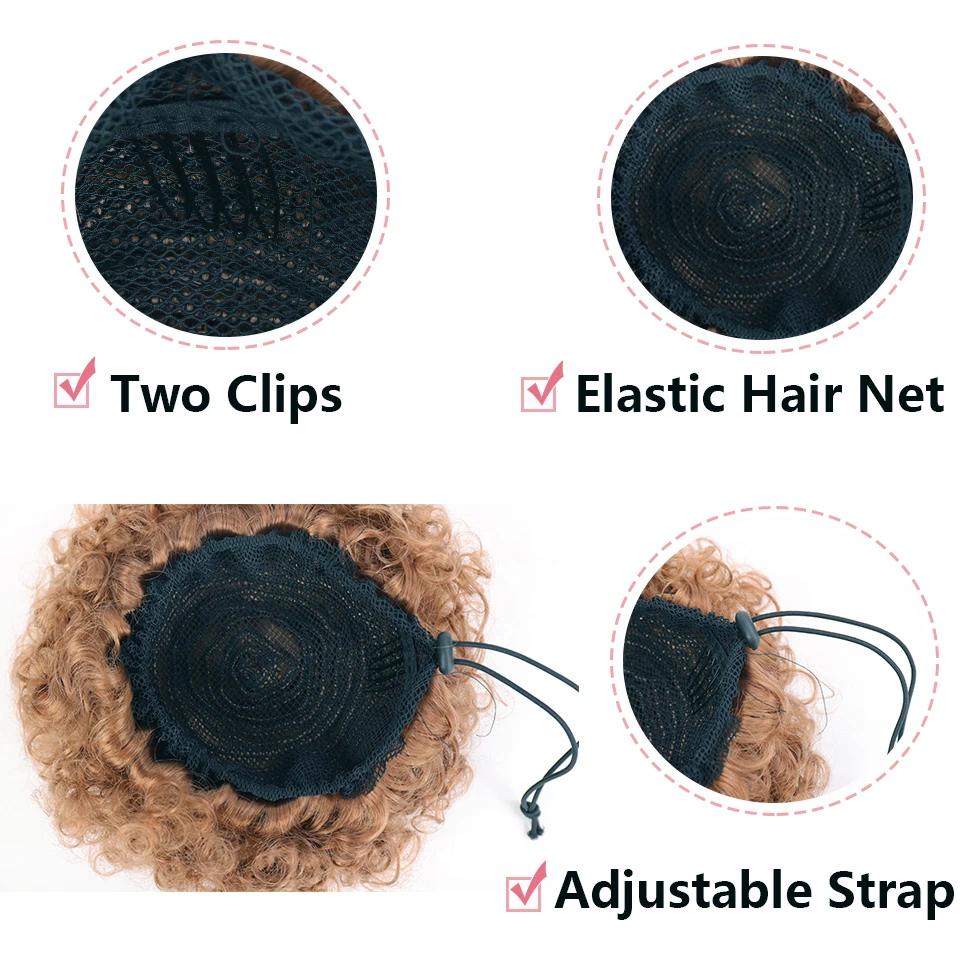 SHANGKE moño de pelo sintético, accesorios para el cabello rizado, cordón, extensión de cabello Afro, pinzas para el cabello de cola de caballo