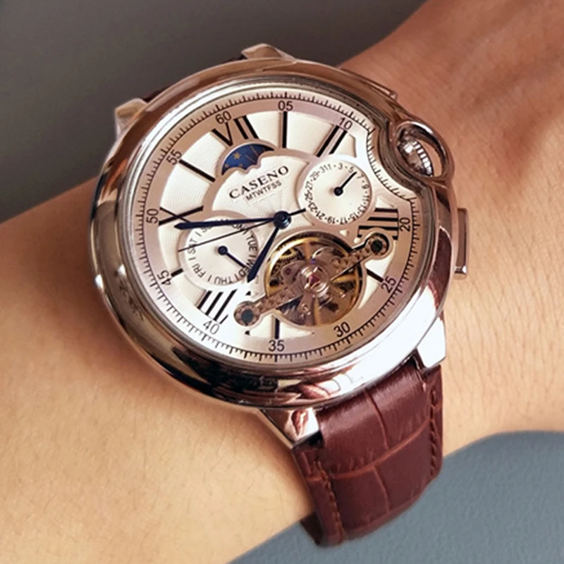 Tourbillon-Reloj de pulsera para hombre, accesorio masculino con mecanismo automático de Tourbillon, complemento deportivo mecánico de marca de lujo