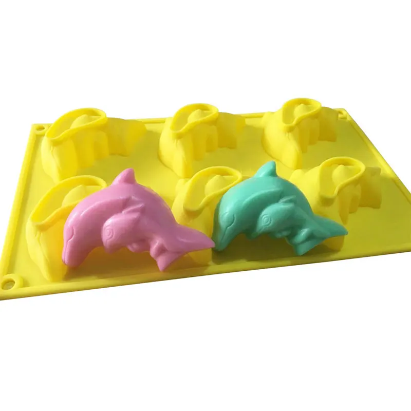 6 Cavity Dolphin Silicone Soap Mold Handmade Clay Candle Mold Kitchen Baking Gumpaste Chocolate Cake Mould Molds for Soap making