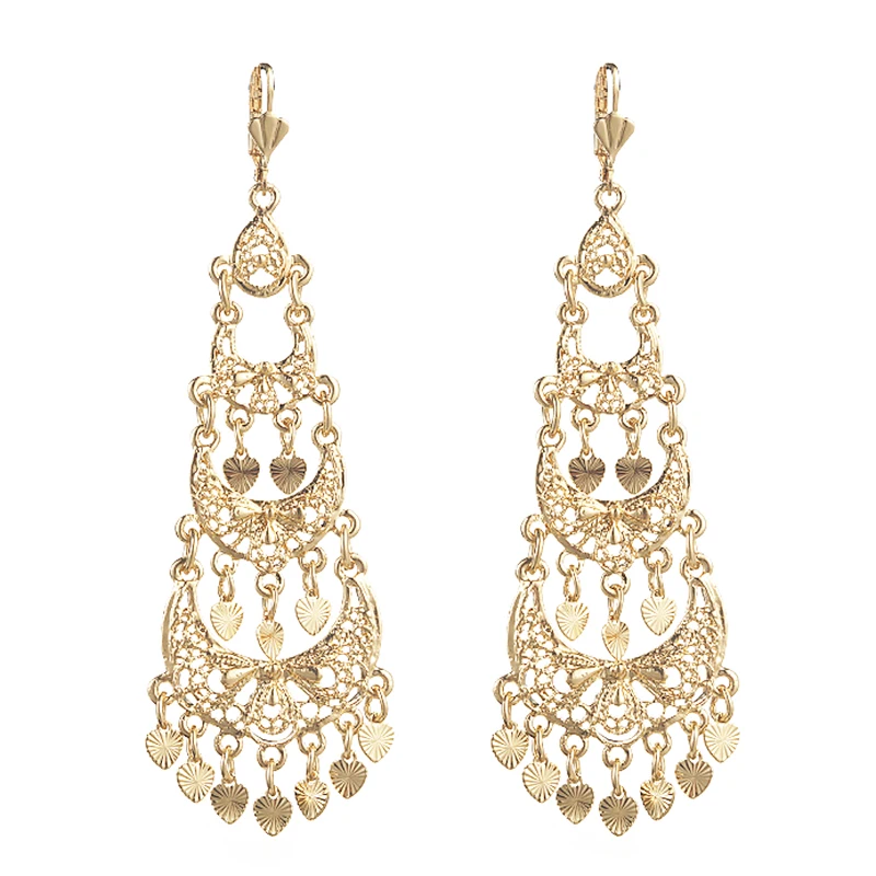 Algerian Style Fringe Earrings Carved Butterfly Wings Design Wedding Pendant Earrings Jewelry For Women