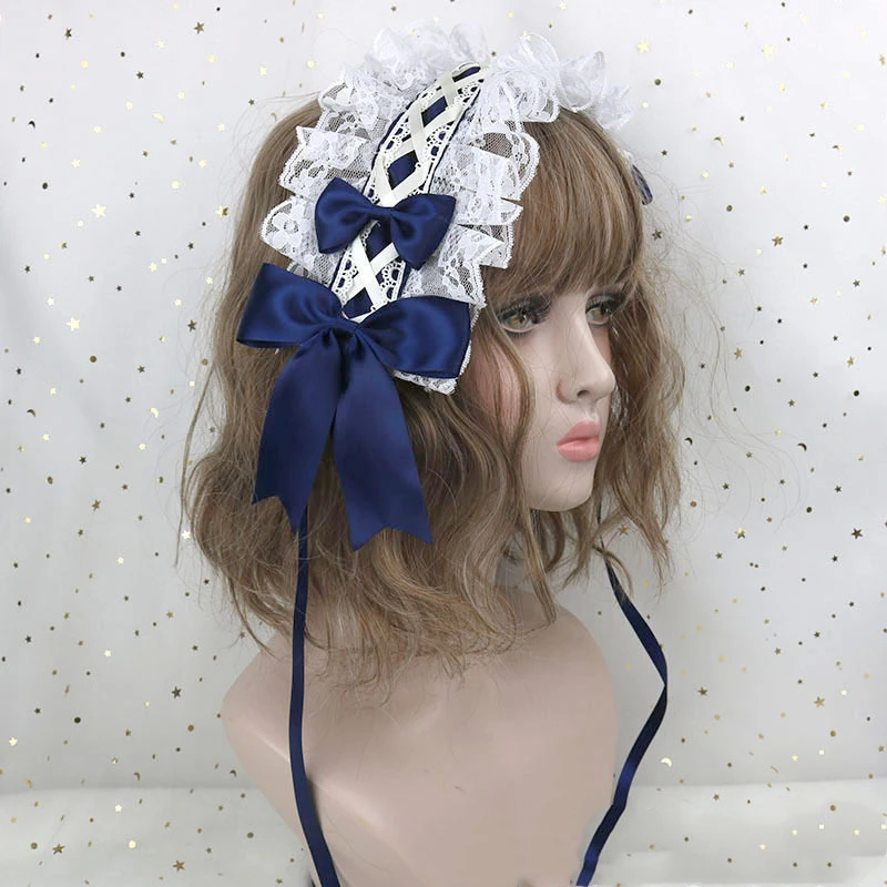 Multicolor Original Hand-Made Lolita Headband Gorgeous Lace Soft สาวอะนิเมะคอสเพลย์ Angel จับ Kc Kawaii อุปกรณ์เสริมผม