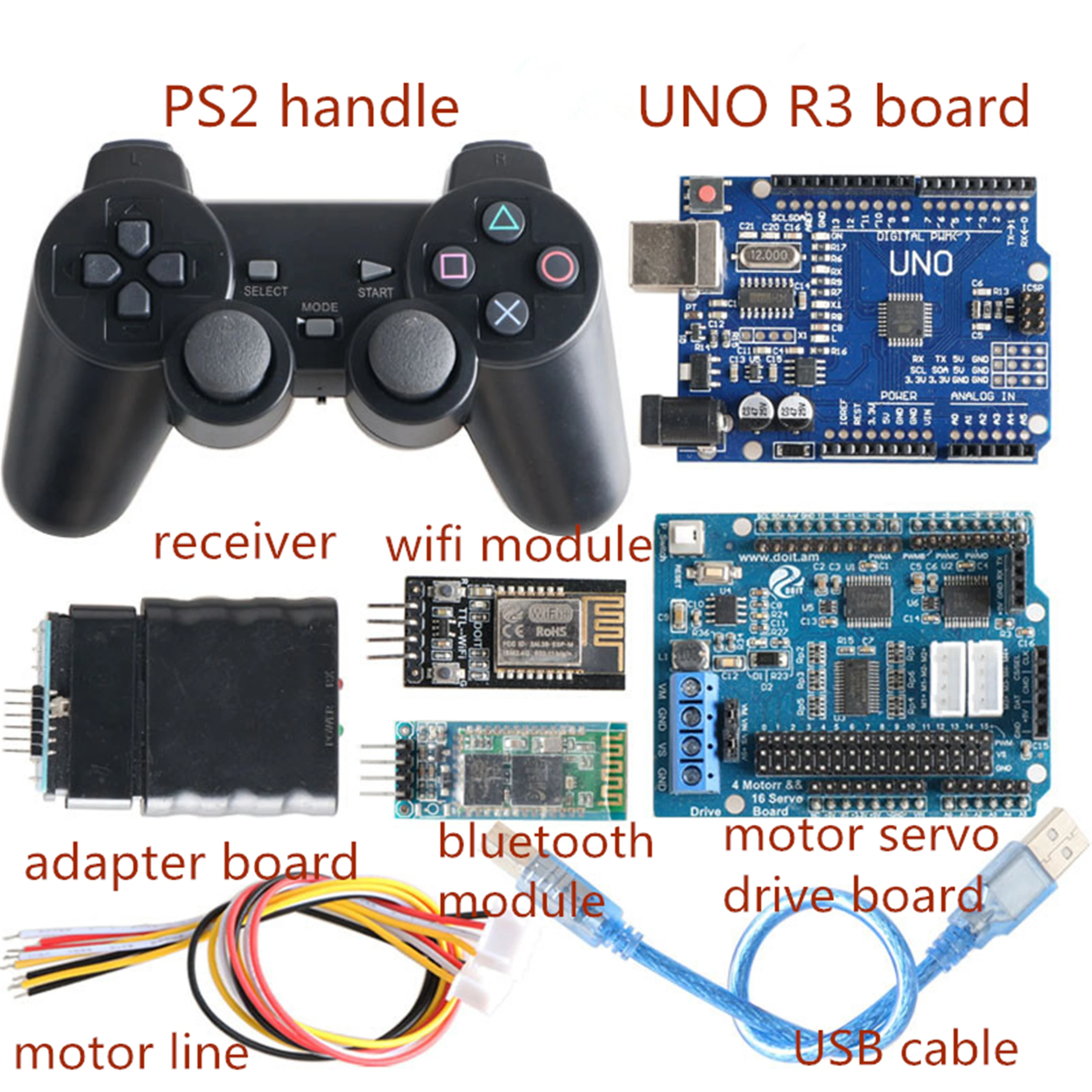 Wireless Controller Kit For RC Robot Arm/Chassis Part 4-Way Motor & 16-Way Servo Drive Motor Free Code,App DIY For Arduino