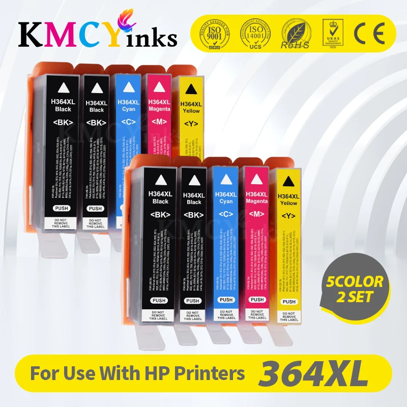 KMCYinks 10Pcs 364XLตลับหมึกสำหรับHP364 364 XL Photosmartไร้สายB109a B109d B109f B109n Plus B210aเครื่องพิมพ์