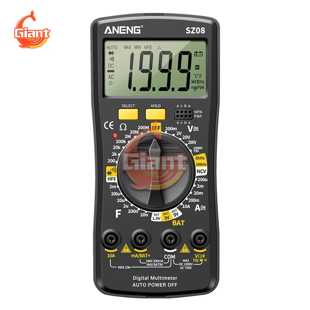 ANENG SZ08 Ultra-thin multimeter Digital high-precision multi-function Fully automatic portable digital display maintenanceMeter