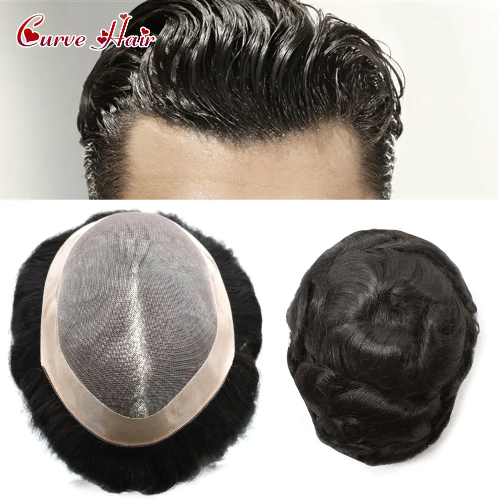 

Fine Mono Mens Toupee Poly Coating Remy Hair Replacement Hairpiece Male Prothesis Factory Sale More Colors Monofilament Men Wigs