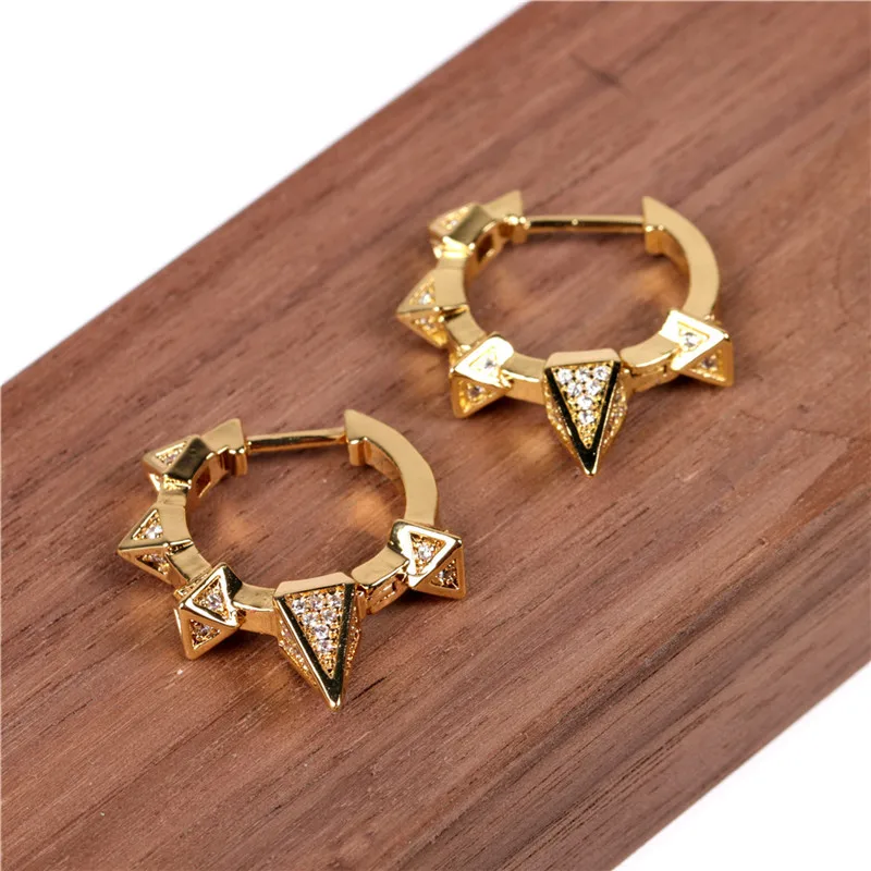 Liemjee Wholesale Geometric Inlaid Zircon Rivet Earrings Stylish Hip Hop Jewelry For Women Feature Namour Charm Gift All Seasons