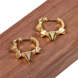 Liemjee Wholesale Geometric Inlaid Zircon Rivet Earrings Stylish Hip Hop Jewelry For Women Feature Namour Charm Gift All Seasons