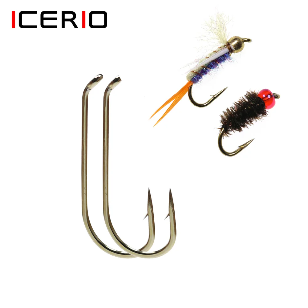 ICERIO 100PCS 200PCS Standard Fly Tying Hook With Barb Nymph Dry Fly Wet Fly Tying Hook 8#~22#