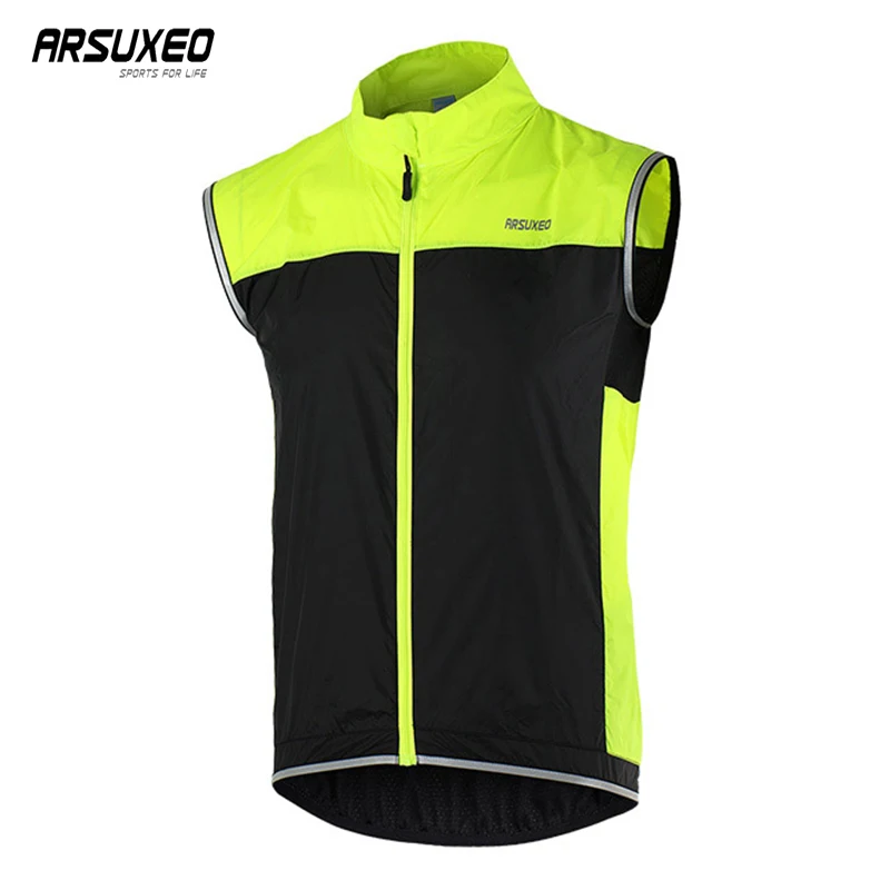 ARSUXEO Cycling Vest Man Bike Clothes Quick Dry Reflective Vest With Pocket MTB Vest Breathable Running Vest