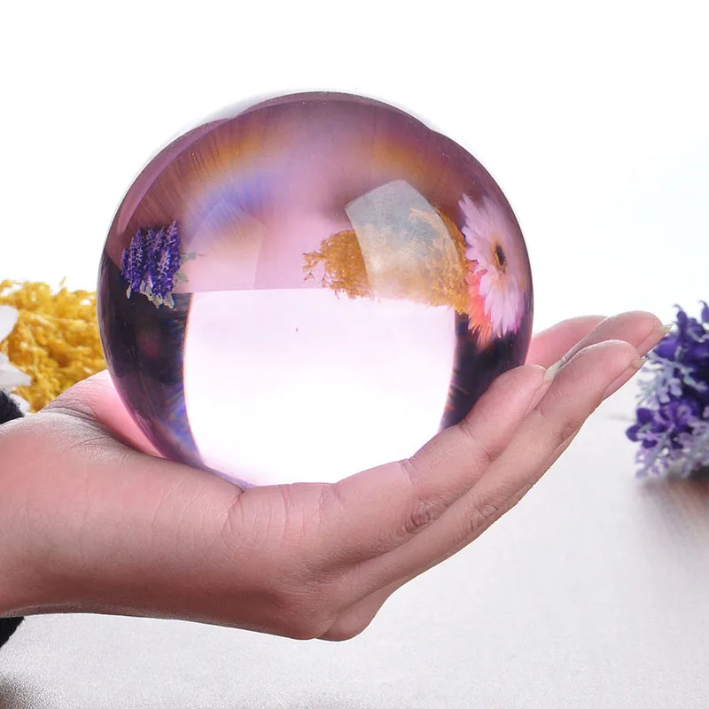 30mm-100mm Crystal Ball Quartz Glass Pink Ball Spheres Glass Ball Photography Balls Crystal Craft Decor Feng Shui