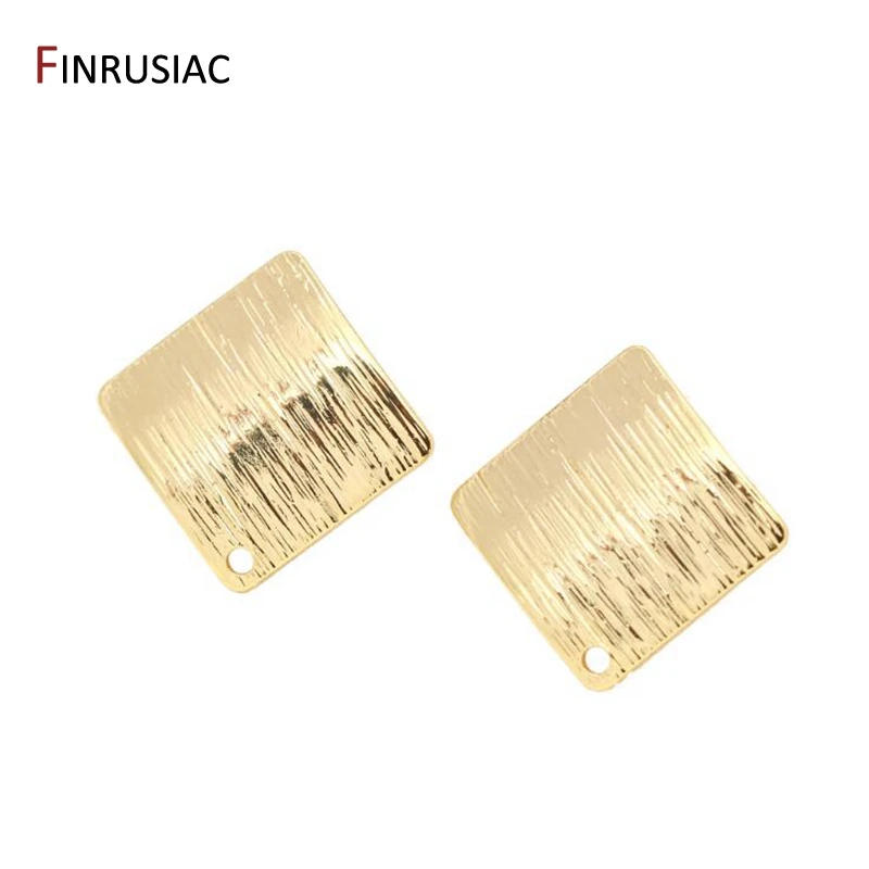 Handmade DIY Post Earring Part Hypoallergenic 925 Silver Needle Korean Style 14K Real Gold Plated Square Earrings Findings